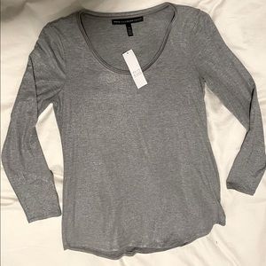 Long Sleeve, Silver, White House Black Market Top